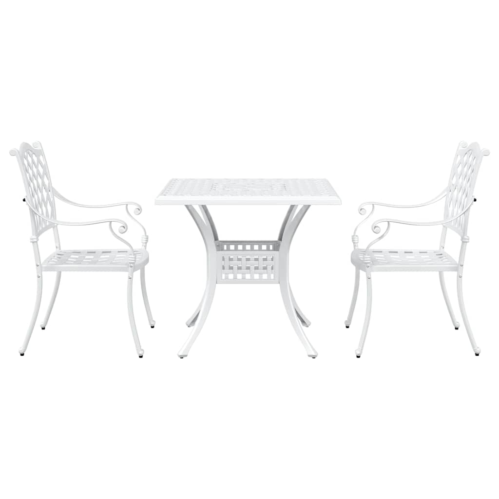 vidaXL Gartentisch Set 3 pcs Weiß 80 x 80 x 75 cm Gussaluminium