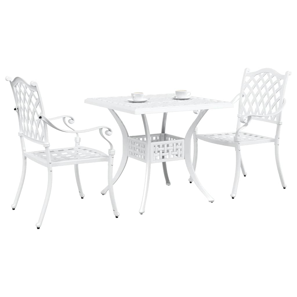 vidaXL Gartentisch Set 3 pcs Weiß 80 x 80 x 75 cm Gussaluminium