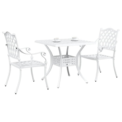 vidaXL Gartentisch Set 3 pcs Weiß 80 x 80 x 75 cm Gussaluminium