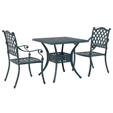 vidaXL Gartentisch Set 3 pcs Grün 80 x 80 x 75 cm Gussaluminium