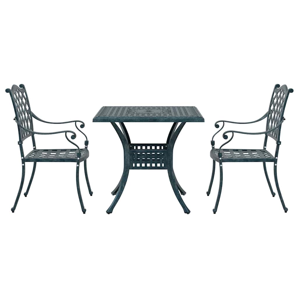 vidaXL Gartentisch Set 3 pcs Grün 80 x 80 x 75 cm Gussaluminium