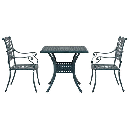 vidaXL Gartentisch Set 3 pcs Grün 80 x 80 x 75 cm Gussaluminium