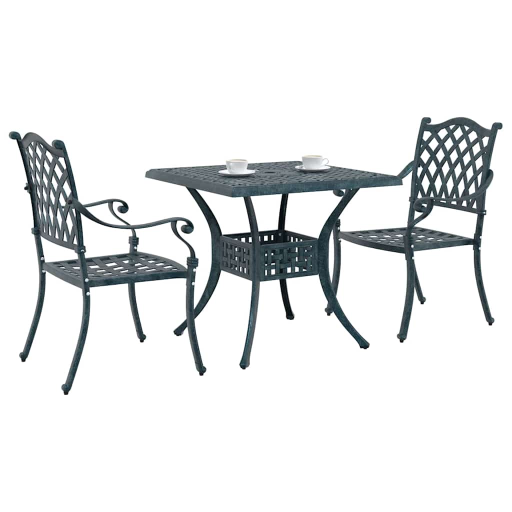vidaXL Gartentisch Set 3 pcs Grün 80 x 80 x 75 cm Gussaluminium