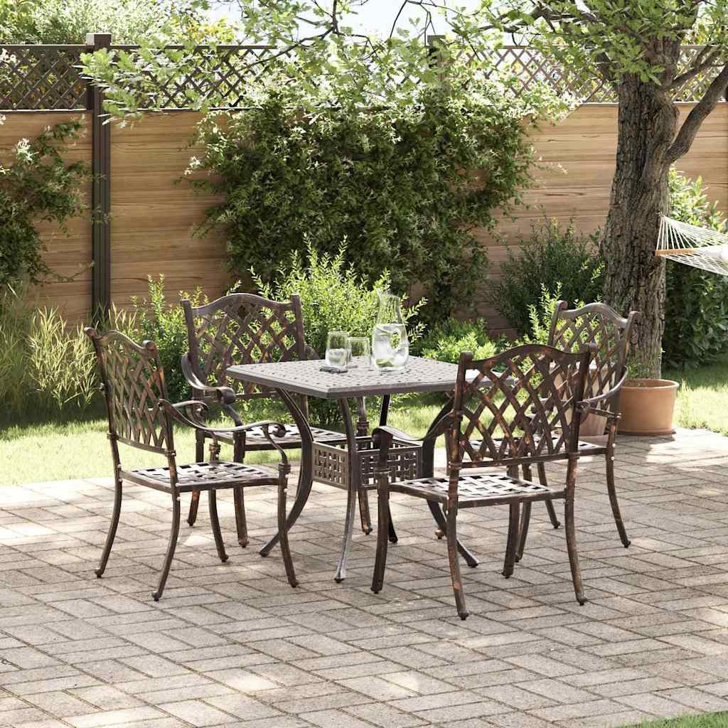 vidaXL Gartentisch Set 5 pcs Bronze 80 x 80 x 75 cm Gussaluminium
