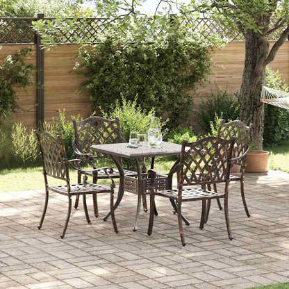 vidaXL Gartentisch Set 5 pcs Bronze 80 x 80 x 75 cm Gussaluminium