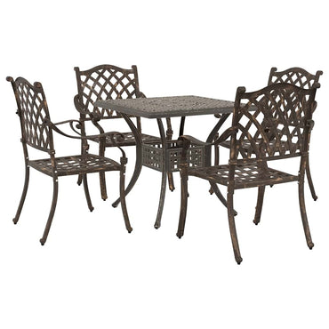 vidaXL Gartentisch Set 5 pcs Bronze 80 x 80 x 75 cm Gussaluminium