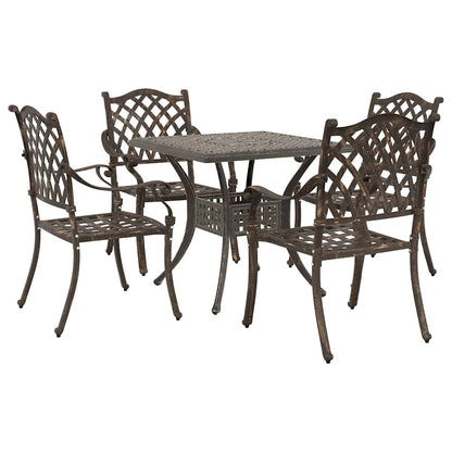 vidaXL Gartentisch Set 5 pcs Bronze 80 x 80 x 75 cm Gussaluminium