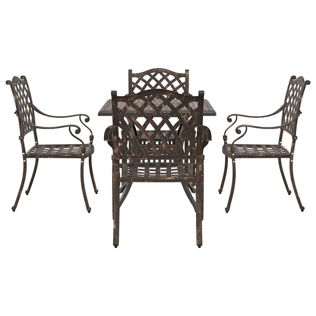 vidaXL Gartentisch Set 5 pcs Bronze 80 x 80 x 75 cm Gussaluminium