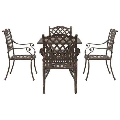 vidaXL Gartentisch Set 5 pcs Bronze 80 x 80 x 75 cm Gussaluminium