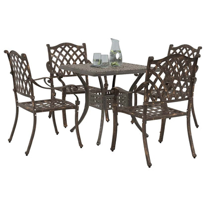 vidaXL Gartentisch Set 5 pcs Bronze 80 x 80 x 75 cm Gussaluminium
