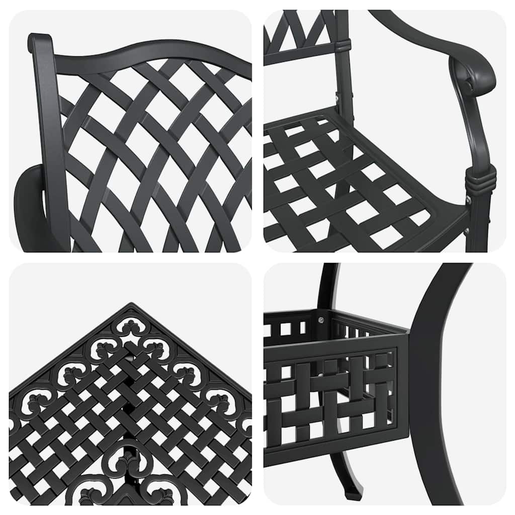 vidaXL Gartentisch Set 5 pcs Schwarz 80 x 80 x 75 cm Gussaluminium
