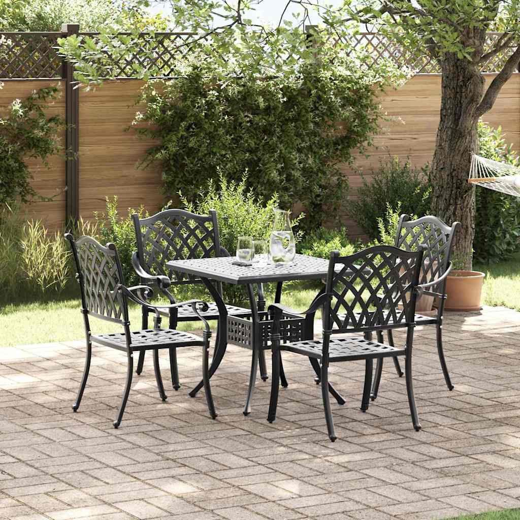 vidaXL Gartentisch Set 5 pcs Schwarz 80 x 80 x 75 cm Gussaluminium