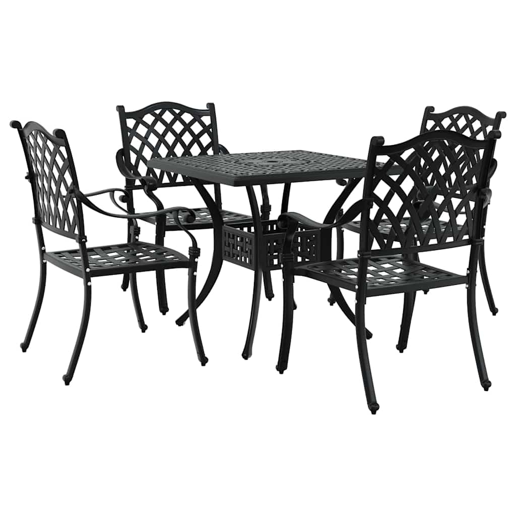 vidaXL Gartentisch Set 5 pcs Schwarz 80 x 80 x 75 cm Gussaluminium