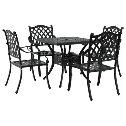 vidaXL Gartentisch Set 5 pcs Schwarz 80 x 80 x 75 cm Gussaluminium