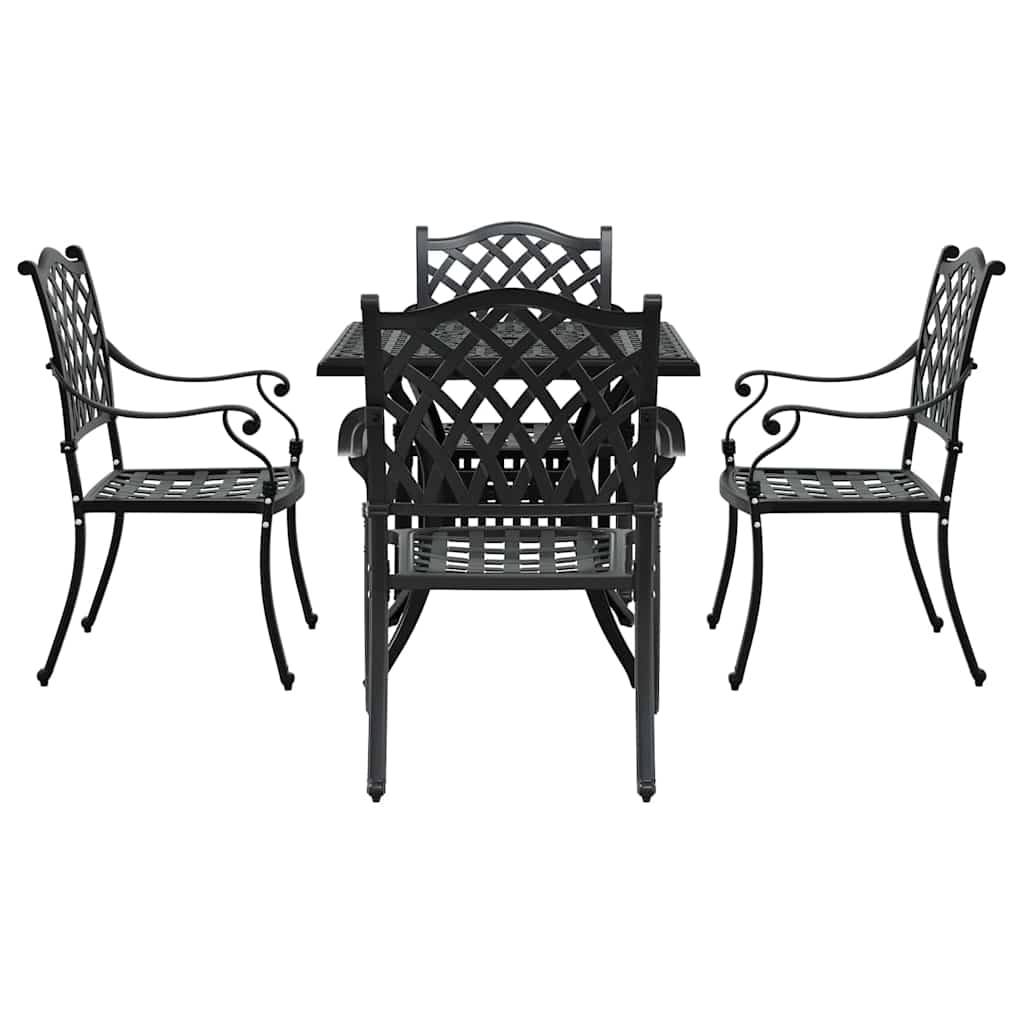 vidaXL Gartentisch Set 5 pcs Schwarz 80 x 80 x 75 cm Gussaluminium