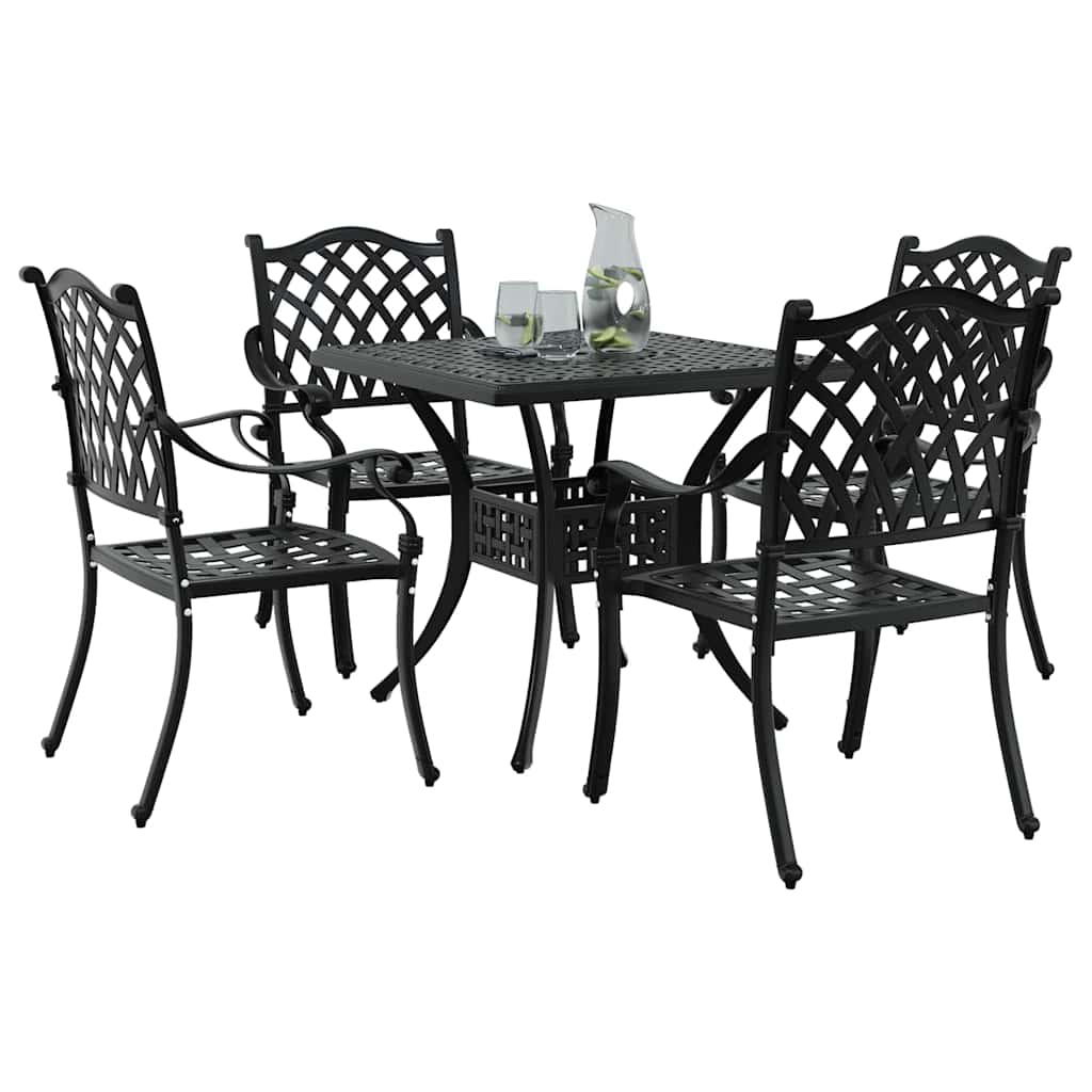 vidaXL Gartentisch Set 5 pcs Schwarz 80 x 80 x 75 cm Gussaluminium