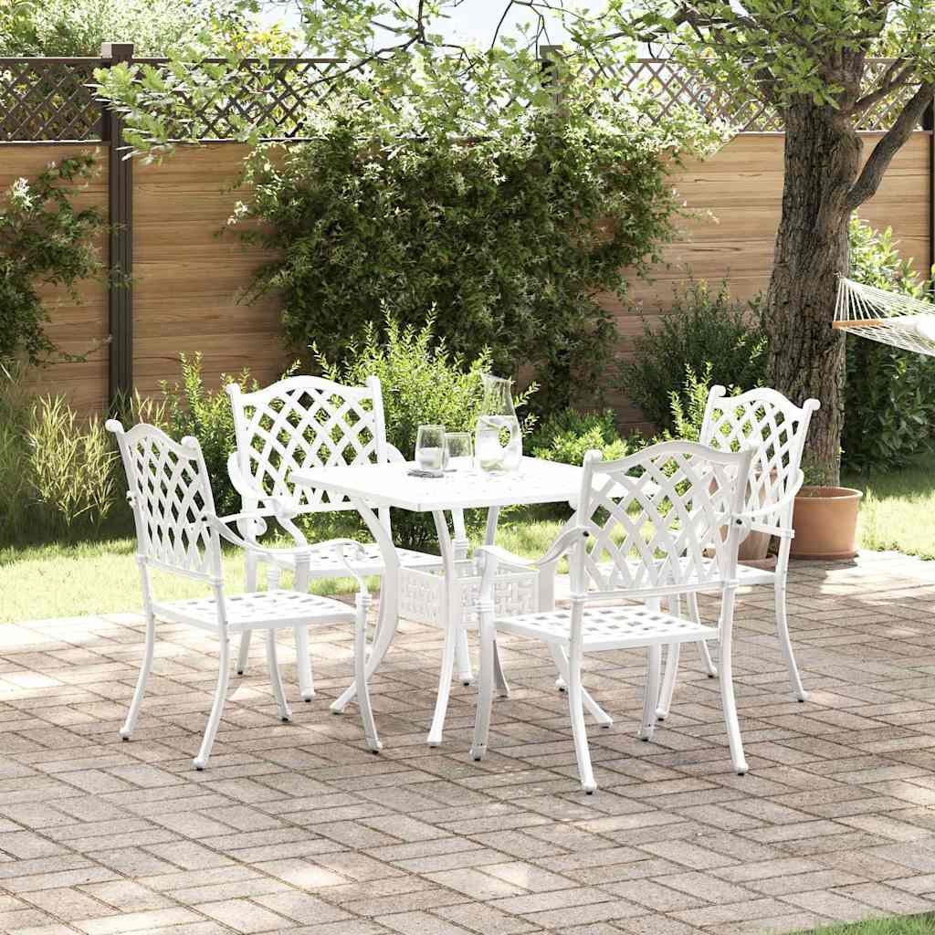 vidaXL Gartentisch Set 5 pcs Weiß 80 x 80 x 75 cm Gussaluminium