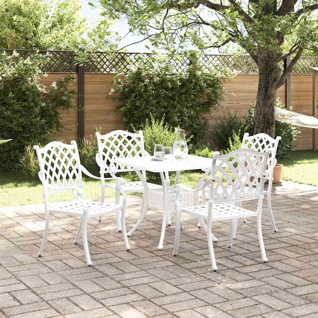 vidaXL Gartentisch Set 5 pcs Weiß 80 x 80 x 75 cm Gussaluminium