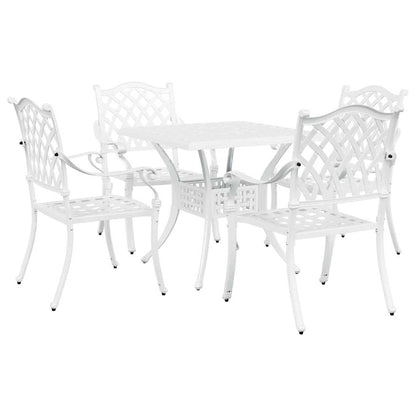 vidaXL Gartentisch Set 5 pcs Weiß 80 x 80 x 75 cm Gussaluminium