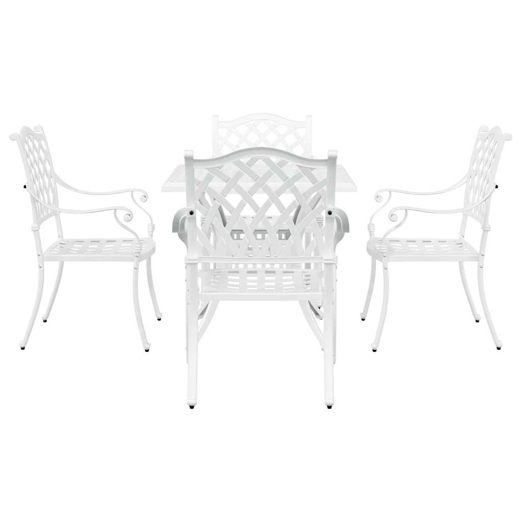 vidaXL Gartentisch Set 5 pcs Weiß 80 x 80 x 75 cm Gussaluminium
