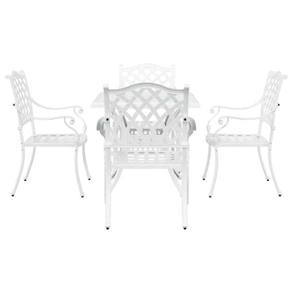 vidaXL Gartentisch Set 5 pcs Weiß 80 x 80 x 75 cm Gussaluminium