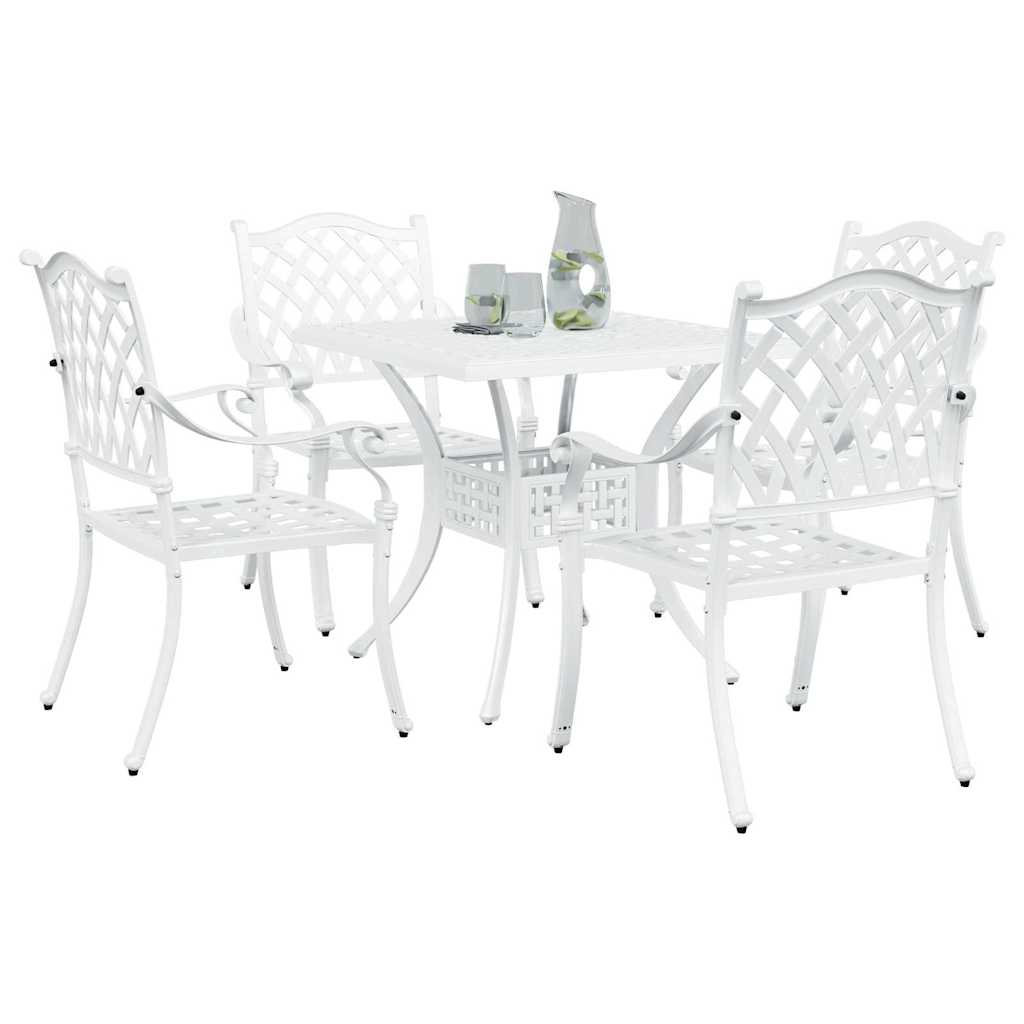 vidaXL Gartentisch Set 5 pcs Weiß 80 x 80 x 75 cm Gussaluminium