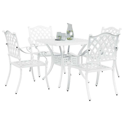 vidaXL Gartentisch Set 5 pcs Weiß 80 x 80 x 75 cm Gussaluminium