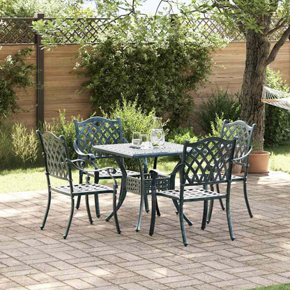 vidaXL Salon de jardin 5 pcs Vert 80 x 80 x 75 cm Aluminium coulé