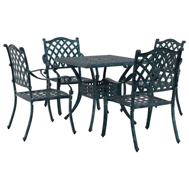 vidaXL Salon de jardin 5 pcs Vert 80 x 80 x 75 cm Aluminium coulé