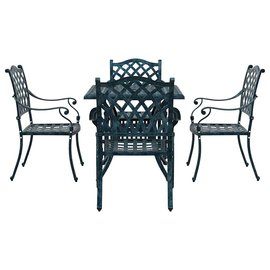 vidaXL Salon de jardin 5 pcs Vert 80 x 80 x 75 cm Aluminium coulé