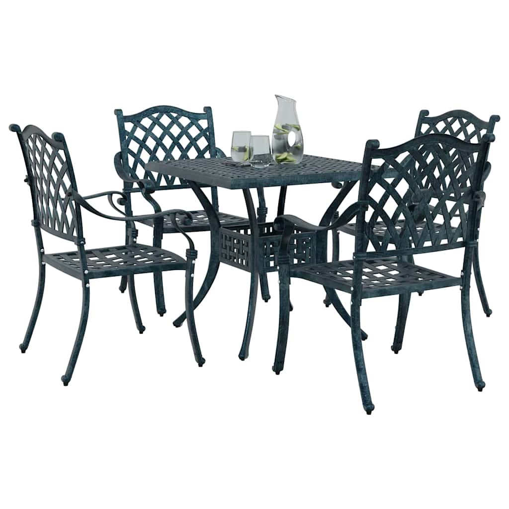 vidaXL Salon de jardin 5 pcs Vert 80 x 80 x 75 cm Aluminium coulé