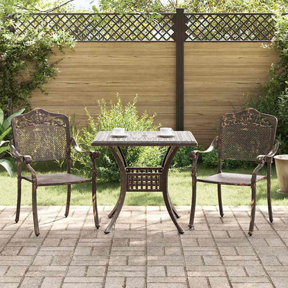 vidaXL Gartentisch Set 3 pcs Bronze 80 x 80 x 75 cm Gussaluminium