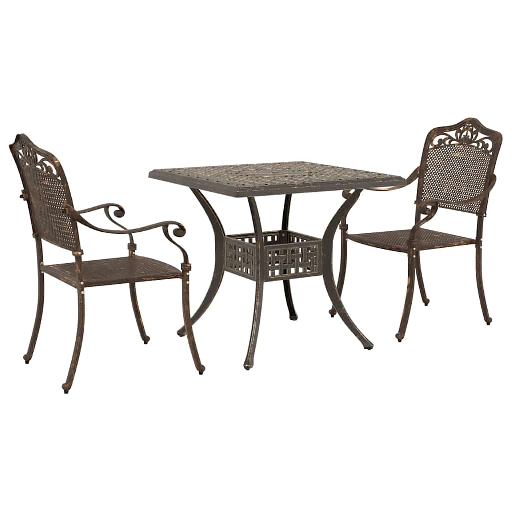 vidaXL Gartentisch Set 3 pcs Bronze 80 x 80 x 75 cm Gussaluminium