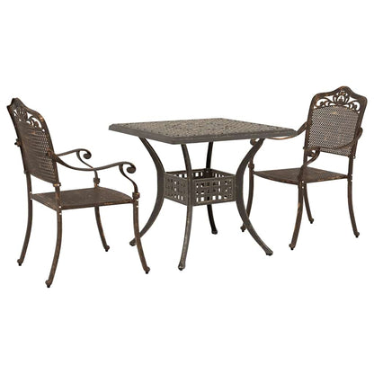 vidaXL Gartentisch Set 3 pcs Bronze 80 x 80 x 75 cm Gussaluminium