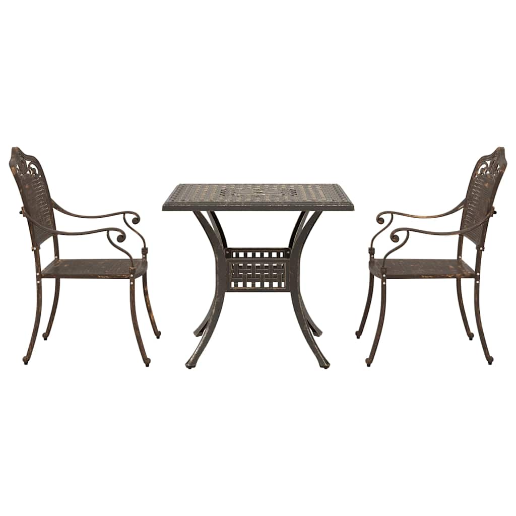 vidaXL Gartentisch Set 3 pcs Bronze 80 x 80 x 75 cm Gussaluminium