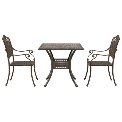 vidaXL Gartentisch Set 3 pcs Bronze 80 x 80 x 75 cm Gussaluminium