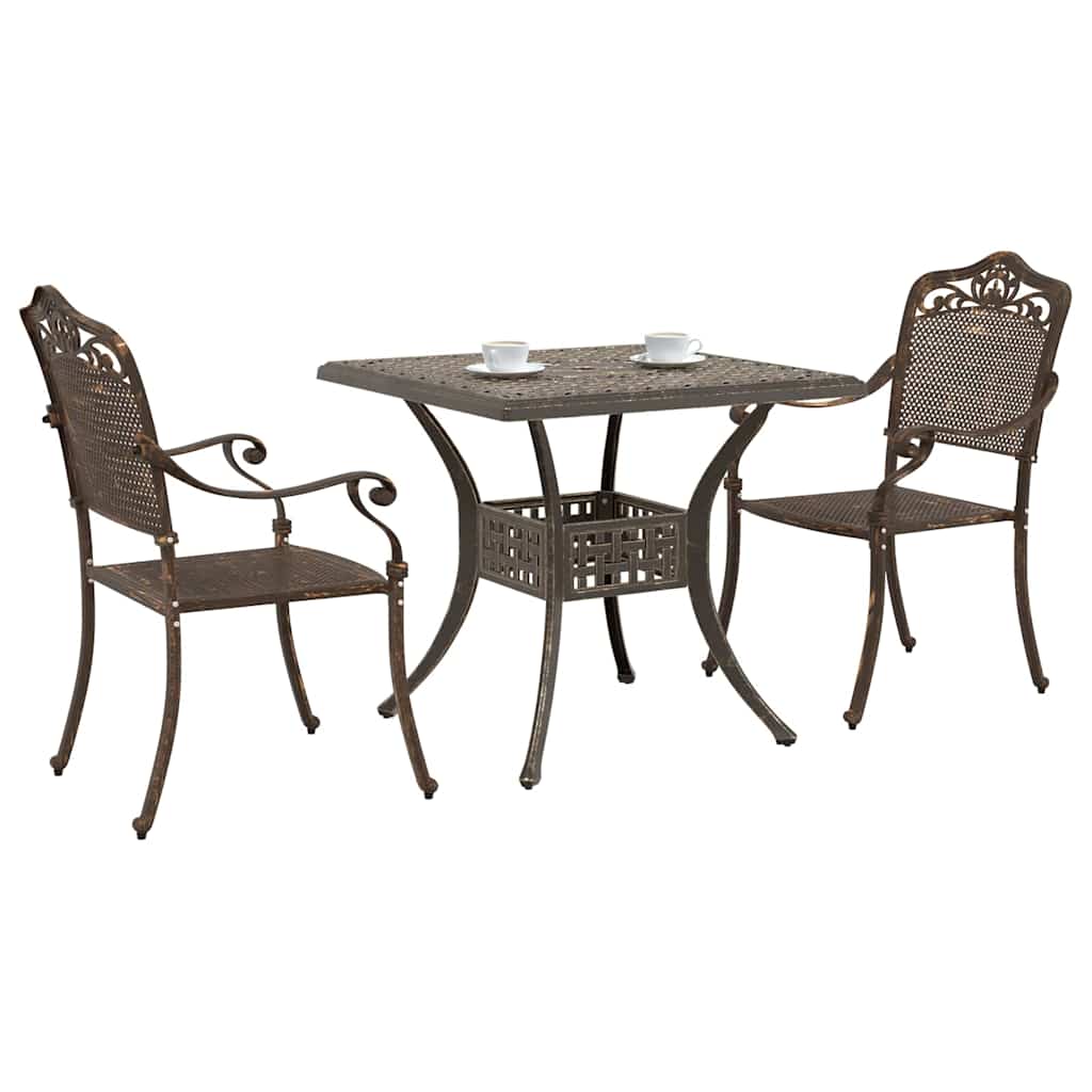 vidaXL Gartentisch Set 3 pcs Bronze 80 x 80 x 75 cm Gussaluminium