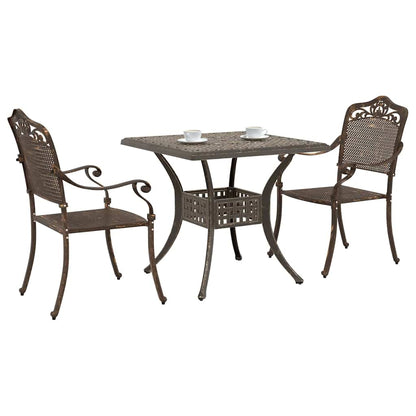 vidaXL Gartentisch Set 3 pcs Bronze 80 x 80 x 75 cm Gussaluminium