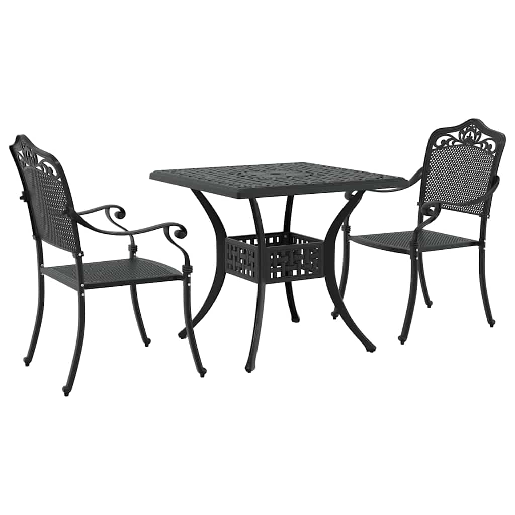 vidaXL Gartentisch Set 3 pcs Schwarz 80 x 80 x 75 cm Gussaluminium