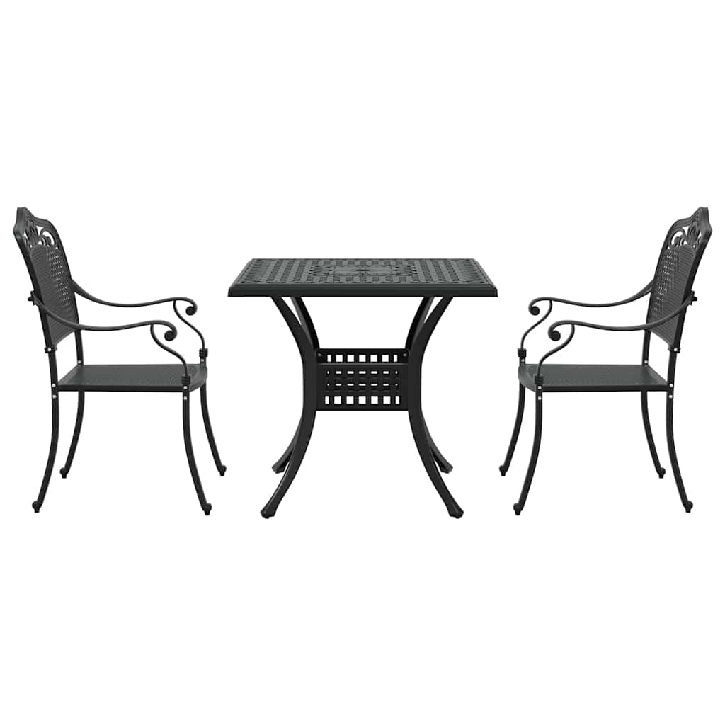 vidaXL Gartentisch Set 3 pcs Schwarz 80 x 80 x 75 cm Gussaluminium