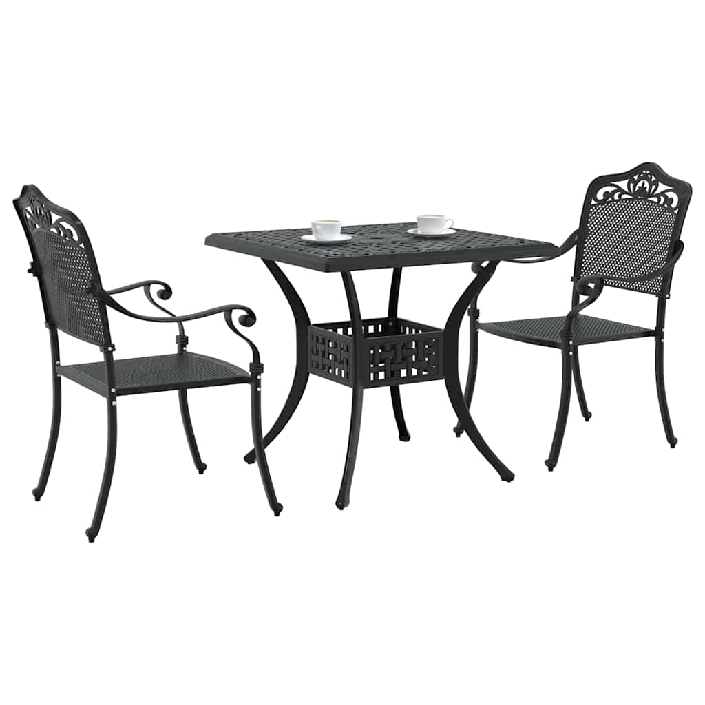 vidaXL Gartentisch Set 3 pcs Schwarz 80 x 80 x 75 cm Gussaluminium