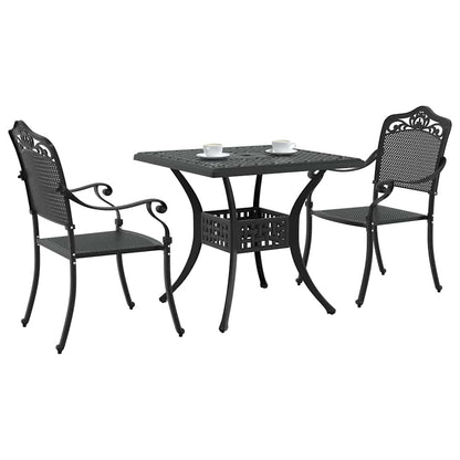 vidaXL Gartentisch Set 3 pcs Schwarz 80 x 80 x 75 cm Gussaluminium