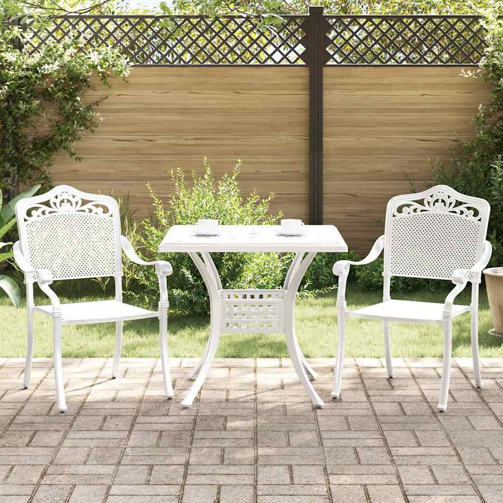 vidaXL Gartentisch Set 3 pcs Weiß 80 x 80 x 75 cm Gussaluminium