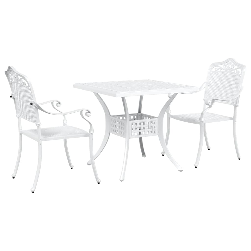 vidaXL Gartentisch Set 3 pcs Weiß 80 x 80 x 75 cm Gussaluminium