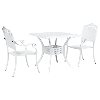 vidaXL Gartentisch Set 3 pcs Weiß 80 x 80 x 75 cm Gussaluminium