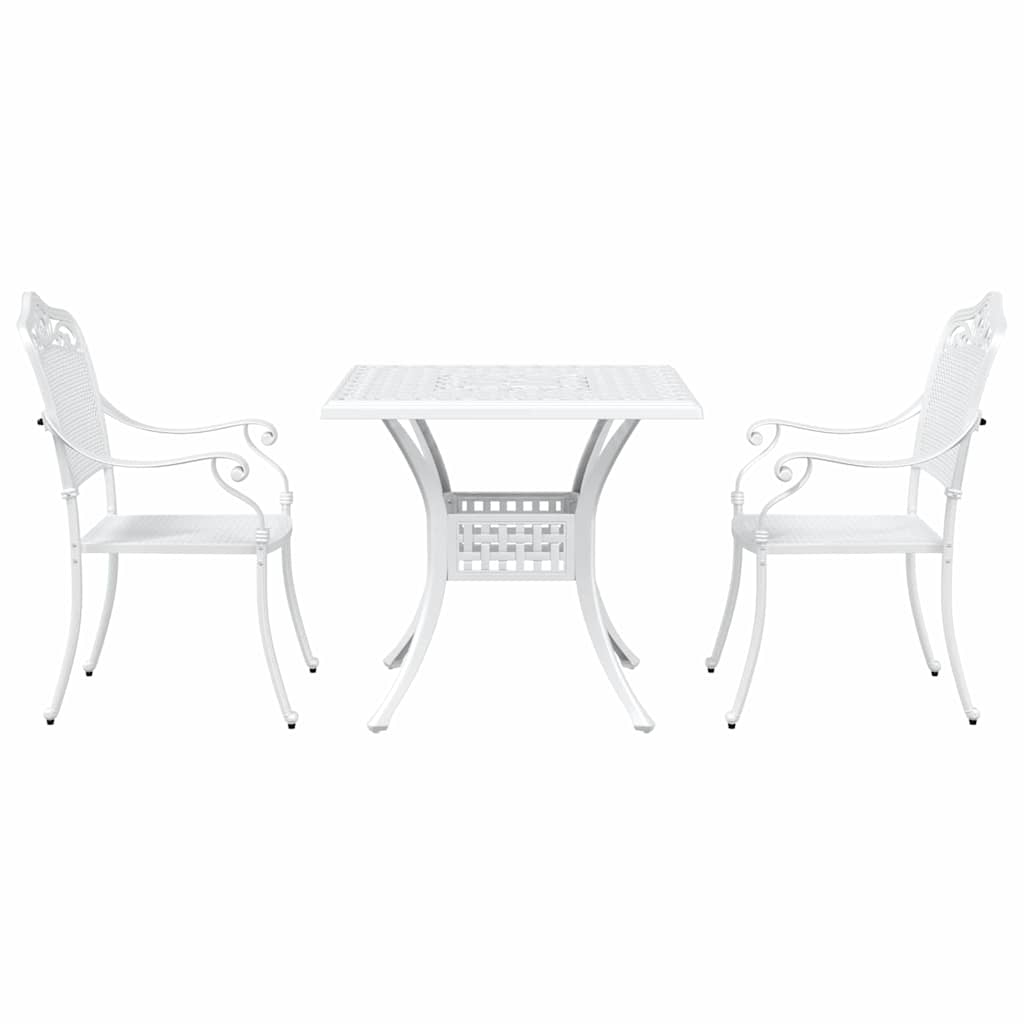 vidaXL Gartentisch Set 3 pcs Weiß 80 x 80 x 75 cm Gussaluminium