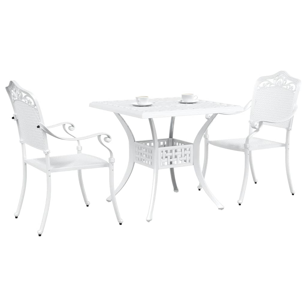 vidaXL Gartentisch Set 3 pcs Weiß 80 x 80 x 75 cm Gussaluminium