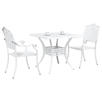 vidaXL Gartentisch Set 3 pcs Weiß 80 x 80 x 75 cm Gussaluminium