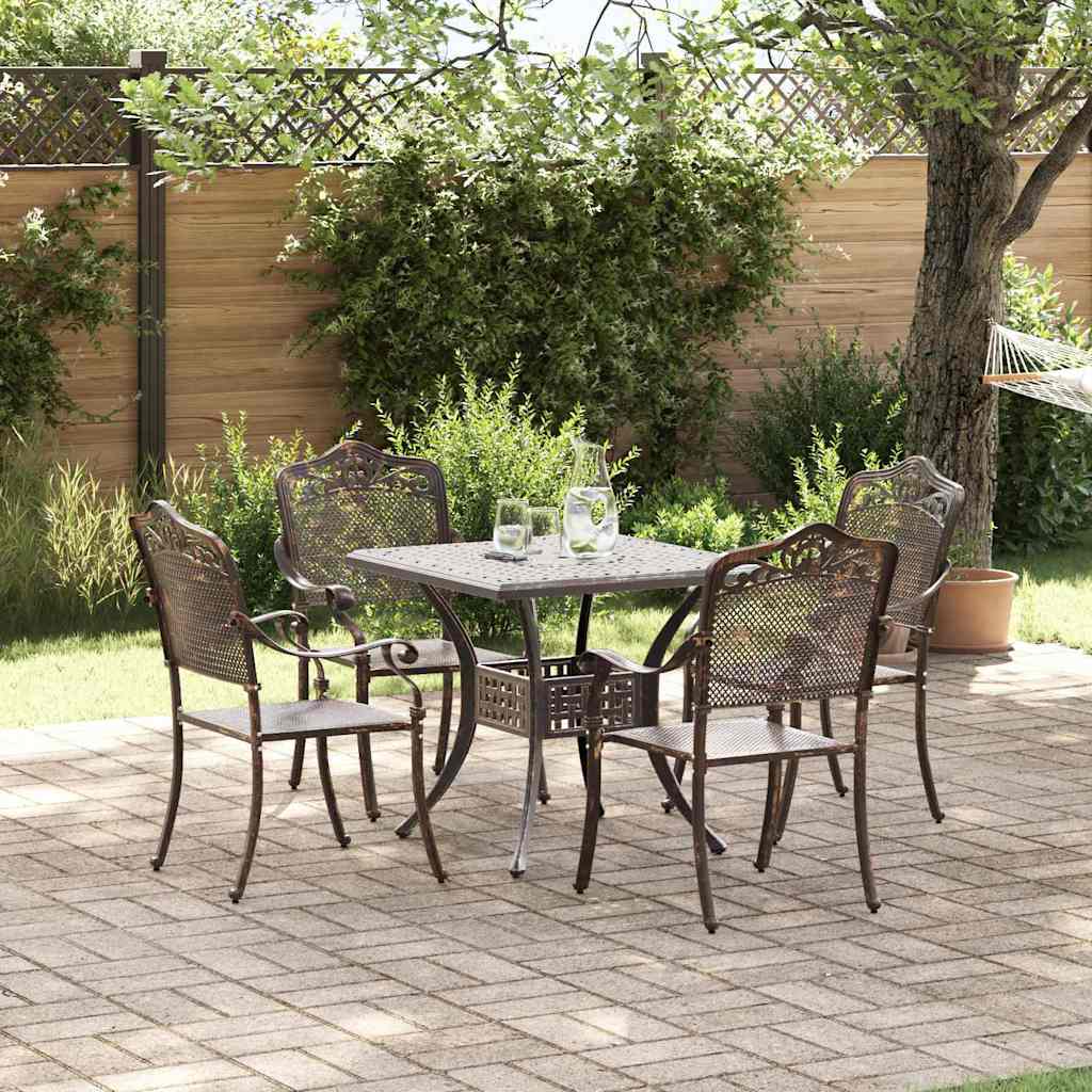 vidaXL Gartentisch Set 5 pcs Bronze 80 x 80 x 75 cm Gussaluminium