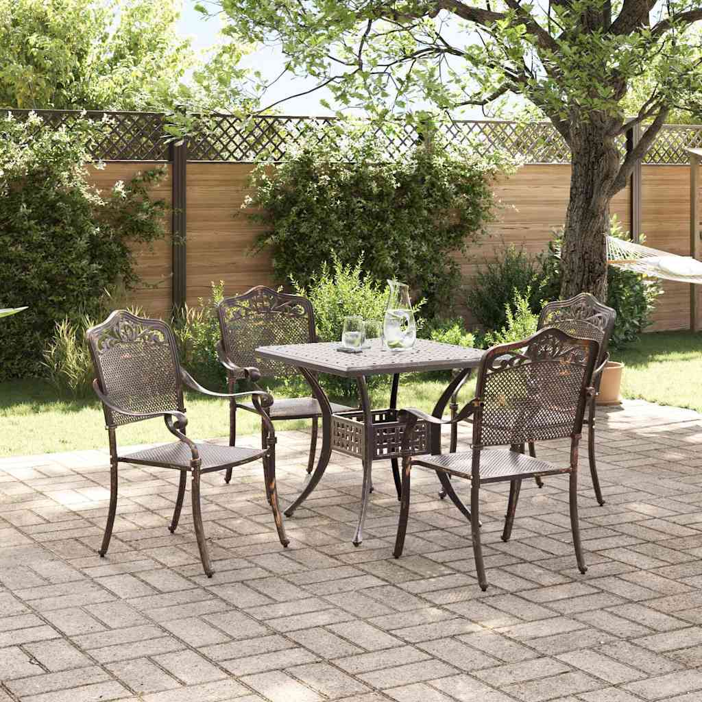 vidaXL Gartentisch Set 5 pcs Bronze 80 x 80 x 75 cm Gussaluminium